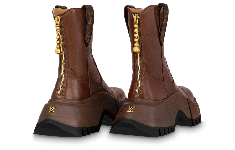 Shop (W) Louis Vuitton Zoom 'Bota Tobillera de Moda en Piel de Ternera Castaña' 1ABGS1