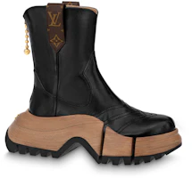 Order (W) Louis Vuitton Zoom Boot 'Sepatu Platform Kulit Hitam Bergaya Zip' 1ABGRT
