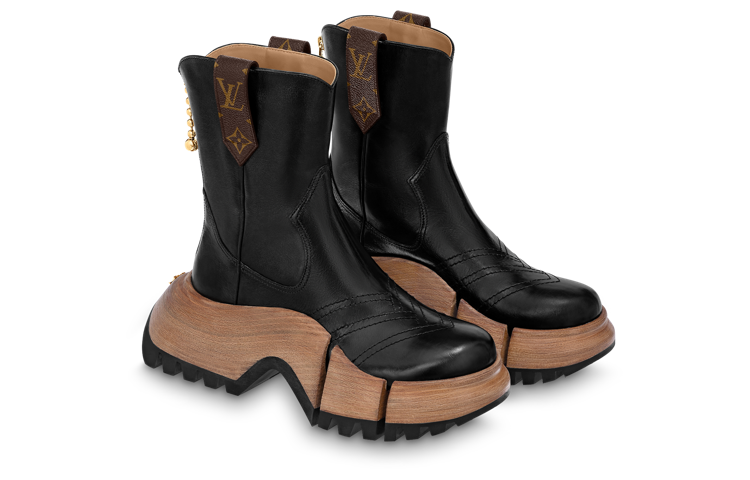 Lookbook (W) Stivale Louis Vuitton Zoom ''Pelle Nera con Zip e Suola Platform'' 1ABGRT