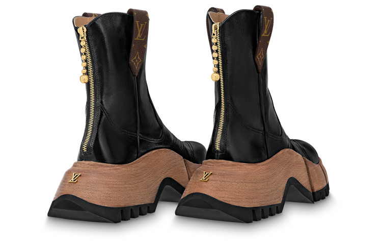 Shop (W) Stivale Louis Vuitton Zoom ''Pelle Nera con Zip e Suola Platform'' 1ABGRT