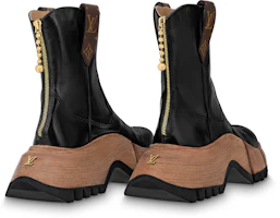Shop (W) Louis Vuitton Zoom Boot 'Sepatu Platform Kulit Hitam Bergaya Zip' 1ABGRT