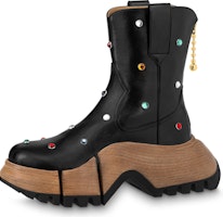 (Women) Louis Vuitton Zoom Boot 'Black Leather Zip Platform' 1ABGZL (Women) Louis Vuitton Zoom Boot 'Black Leather Zip Platform' 1ABGZL