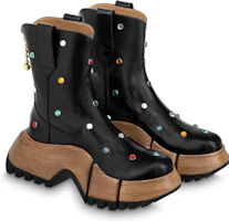 Order (W) Boot Kulit Louis Vuitton Zoom 'Black Leather Zip Platform' 1ABGZL