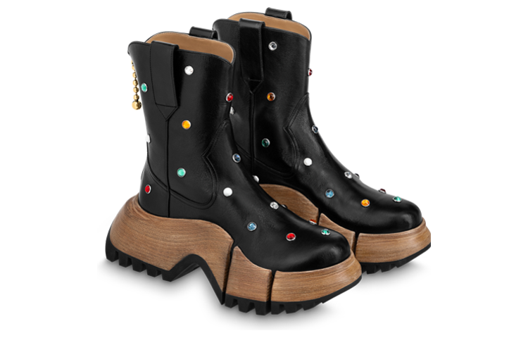 Order (W) 路易威登黑色皮革拉链厚底靴 1ABGZL