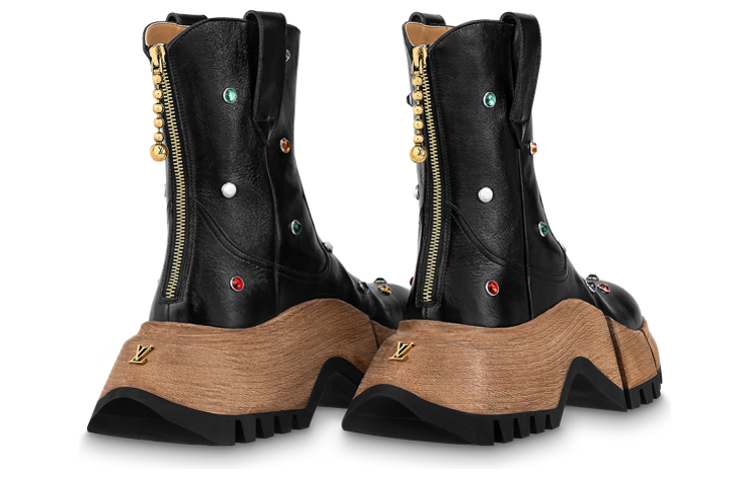 Lookbook (W) 路易威登黑色皮革拉链厚底靴 1ABGZL