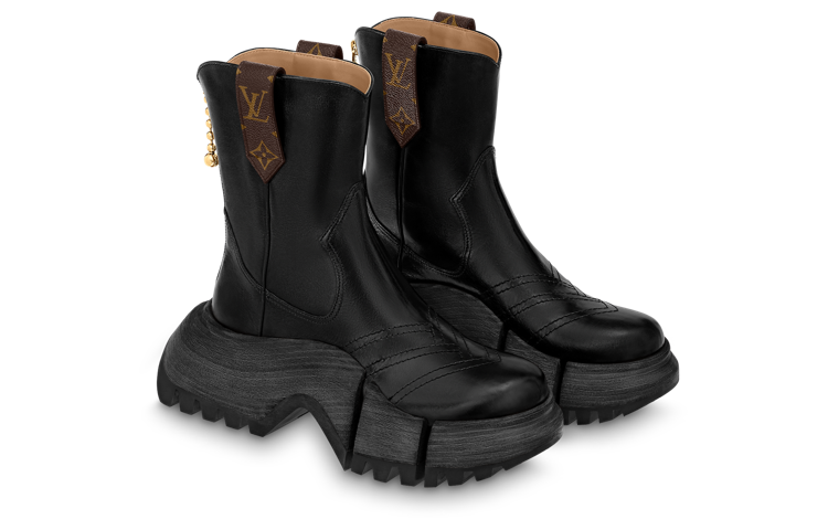 Order (W) Louis Vuitton Zoom Laarzen ''Zwart Kalfsleer Mode'' 1ABGSP