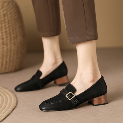 (W) Luiza Barcelos 3cm 'Hak Blok Ujung Kotak Retro' X900943 4