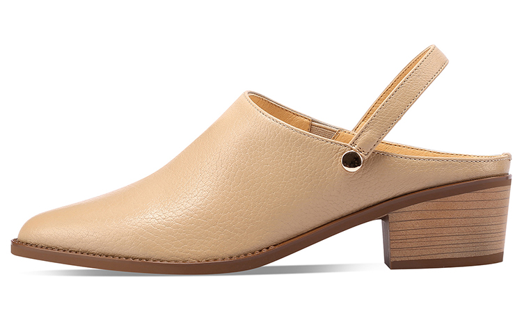 (Women) Luiza Barcelos 4.5cm 'Apricot Simple Fashion Peep-Toe Block Heel' XWP1SK0628