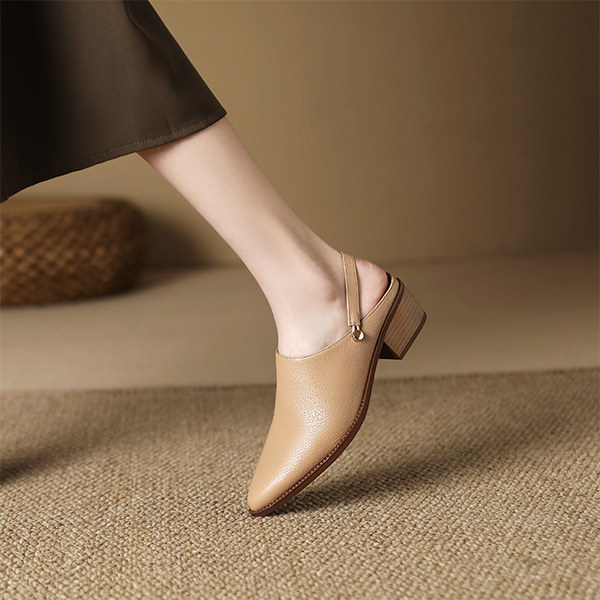 (W) Luiza Barcelos 4.5cm 'Apricot Simple Fashion Peep-Toe Block Heel' 圖 4