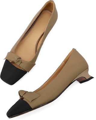 (Women) Luiza Barcelos 'Apricot & Black Bowtie Block Heel' X901149 Shop (Women) Luiza Barcelos 'Apricot & Black Bowtie Block Heel' X901149