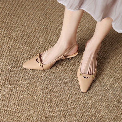 (Women) Luiza Barcelos 'Apricot Pointed Toe Buckle Stiletto' XWP1SK0692 Details for (Women) Luiza Barcelos 'Apricot Pointed Toe Buckle Stiletto' XWP1SK0692