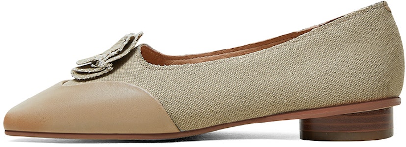 Luiza Barcelos 牛皮+織物 方頭淺口休閒單鞋 女款 杏色 Buy Luiza Barcelos 牛皮+織物 方頭淺口休閒單鞋 女款 杏色