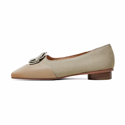 (W) Luiza Barcelos 'Apricot Square Toe Casual Flat'
