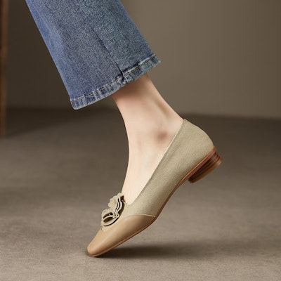 (Women) Luiza Barcelos 'Apricot Square Toe Casual Flat' X901305 Details for (Women) Luiza Barcelos 'Apricot Square Toe Casual Flat' X901305
