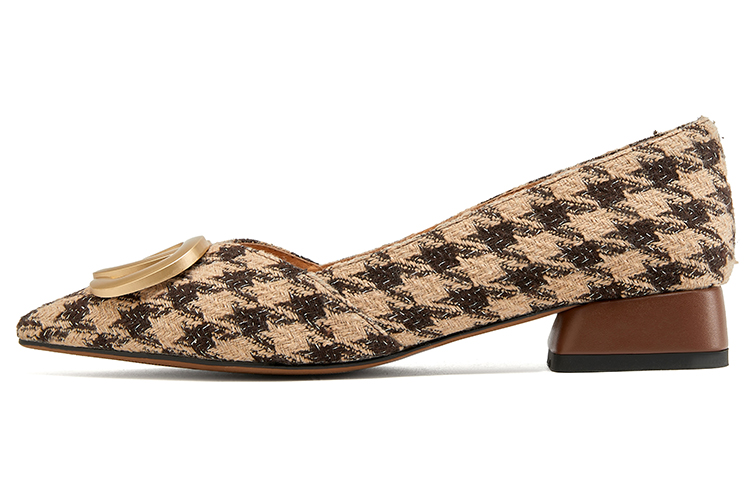 (W) Luiza Barcelos 'Brown Houndstooth with Metal Buckle'