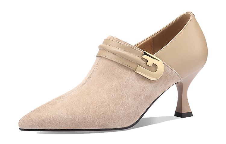 Details for Luiza Barcelos 頭層牛皮 扣飾尖頭 細跟 高跟鞋 6.5cm 女款