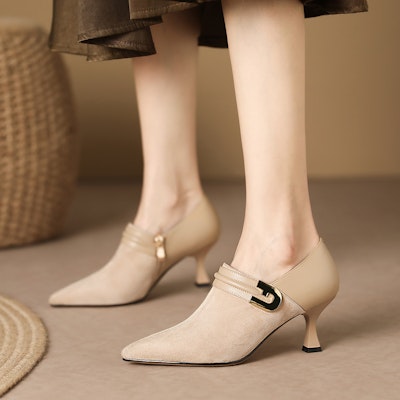 Luiza Barcelos 頭層牛皮 扣飾尖頭 細跟 高跟鞋 6.5cm 女款 Cheap Luiza Barcelos 頭層牛皮 扣飾尖頭 細跟 高跟鞋 6.5cm 女款