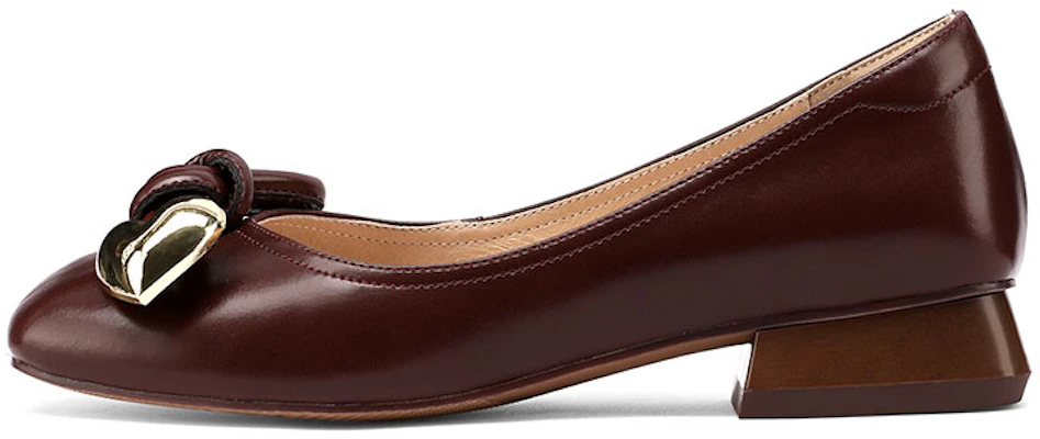 (Women) Luiza Barcelos 'Burgundy Metal Square-Toe Block Heel with Bow' X901118 Buy (Women) Luiza Barcelos 'Burgundy Metal Square-Toe Block Heel with Bow' X901118
