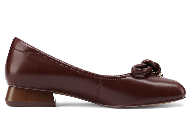 Order (Women) Luiza Barcelos 'Burgundy Metal Square-Toe Block Heel with Bow' X901118