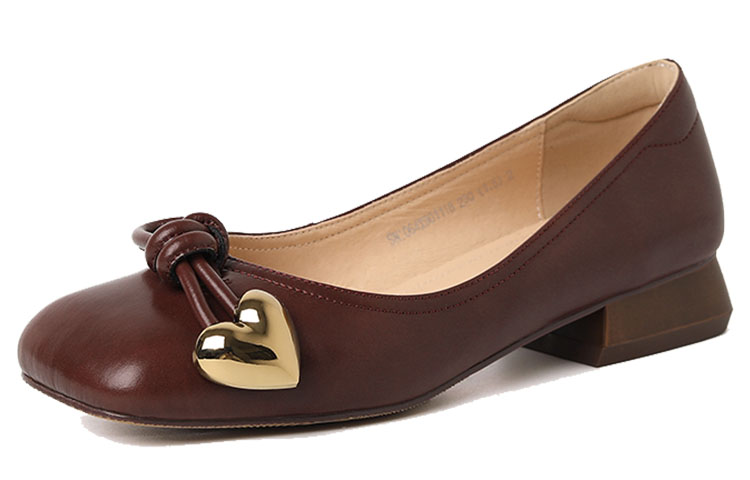 Lookbook (Women) Luiza Barcelos 'Burgundy Metal Square-Toe Block Heel with Bow' X901118