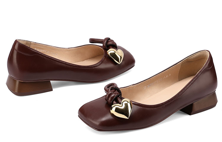 Shop (Women) Luiza Barcelos 'Burgundy Metal Square-Toe Block Heel with Bow' X901118