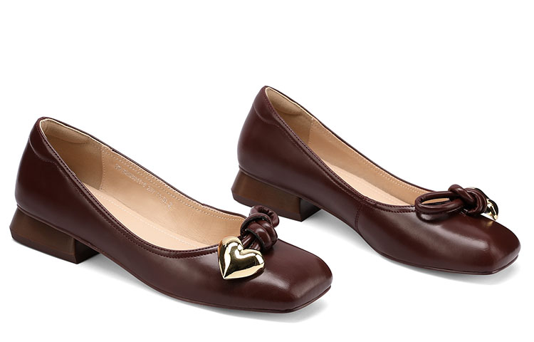 Purchase (Women) Luiza Barcelos 'Burgundy Metal Square-Toe Block Heel with Bow' X901118