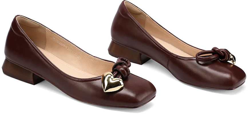 (Women) Luiza Barcelos 'Burgundy Metal Square-Toe Block Heel with Bow' X901118 Purchase (Women) Luiza Barcelos 'Burgundy Metal Square-Toe Block Heel with Bow' X901118