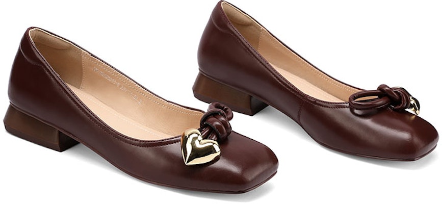 (Women) Luiza Barcelos 'Burgundy Metal Square-Toe Block Heel with Bow' X901118 Purchase (Women) Luiza Barcelos 'Burgundy Metal Square-Toe Block Heel with Bow' X901118