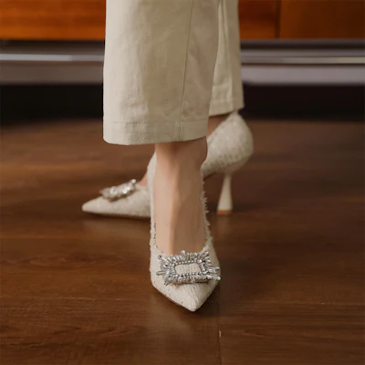 Luiza Barcelos 織物 時尚舒適休閒 細跟 高跟鞋 8.5cm 女款 3