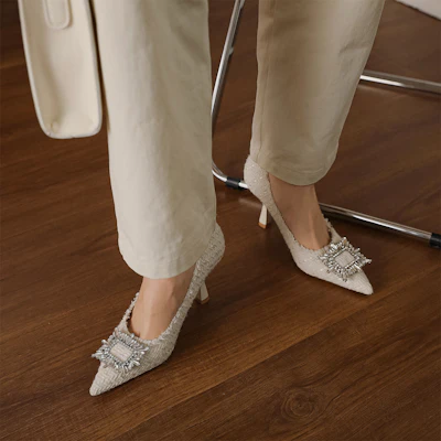 Luiza Barcelos 織物 時尚舒適休閒 細跟 高跟鞋 8.5cm 女款 1