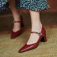 (W) Luiza Barcelos 金属扣尖头粗跟鞋 X900912 4