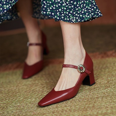 (Women) Luiza Barcelos 'Metal Buckle Pointed-Toe Block Heel' X900912 4