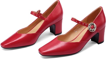 (W) Luiza Barcelos 金属扣尖头粗跟鞋 X900912 2