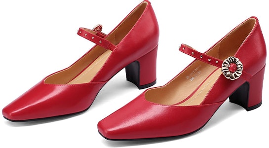 (W) Luiza Barcelos 金属扣尖头粗跟鞋 X900912 2