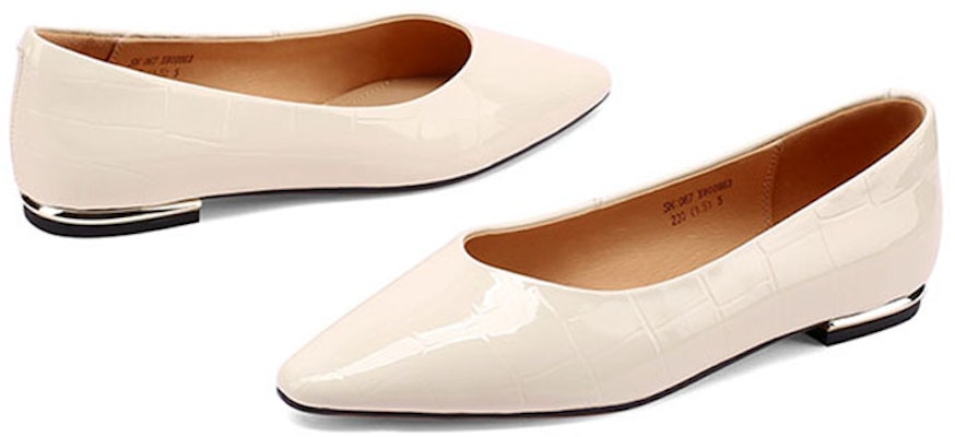 (W) Luiza Barcelos Sepatu Flat Kulit Mengkilap Berujung Lancip X900863 3