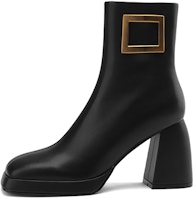 (Women) Luiza Barcelos Ankle Boot 'Black Suede with Metal Buckle' X902009 (Women) Luiza Barcelos Ankle Boot 'Black Suede with Metal Buckle' X902009