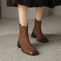 Luiza Barcelos 牛皮 風格復古 休閒舒適 防滑耐磨 短筒靴 4.5cm 女款 棕色 Details for Luiza Barcelos 牛皮 風格復古 休閒舒適 防滑耐磨 短筒靴 4.5cm 女款 棕色