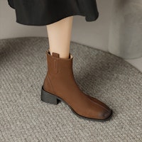 Luiza Barcelos 牛皮 風格復古 休閒舒適 防滑耐磨 短筒靴 4.5cm 女款 棕色 Sizing Luiza Barcelos 牛皮 風格復古 休閒舒適 防滑耐磨 短筒靴 4.5cm 女款 棕色