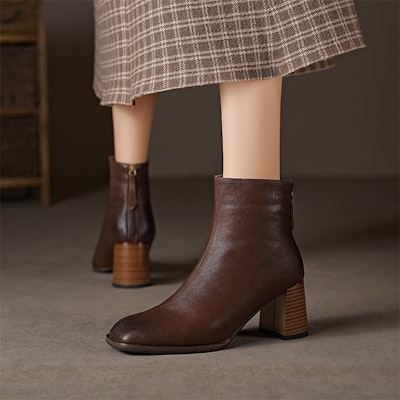 (Women) Luiza Barcelos Ankle Boot 'Brown Retro Block Heel' X902060 Details for (Women) Luiza Barcelos Ankle Boot 'Brown Retro Block Heel' X902060