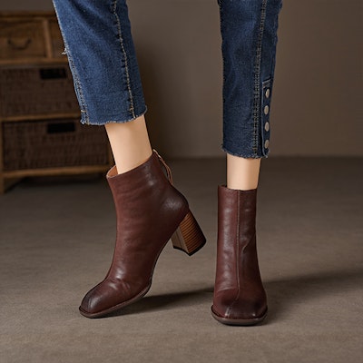 (W) (女性用)ルイザ バルセロス アンクルブーツ 'ブラウンレトロブロックヒール' X902060 X902060 Sizing (W) (女性用)ルイザ バルセロス アンクルブーツ 'ブラウンレトロブロックヒール' X902060 X902060