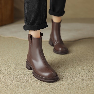 (W) Luiza Barcelos 棕色复古粗跟踝靴 X902040 Order (W) Luiza Barcelos 棕色复古粗跟踝靴 X902040