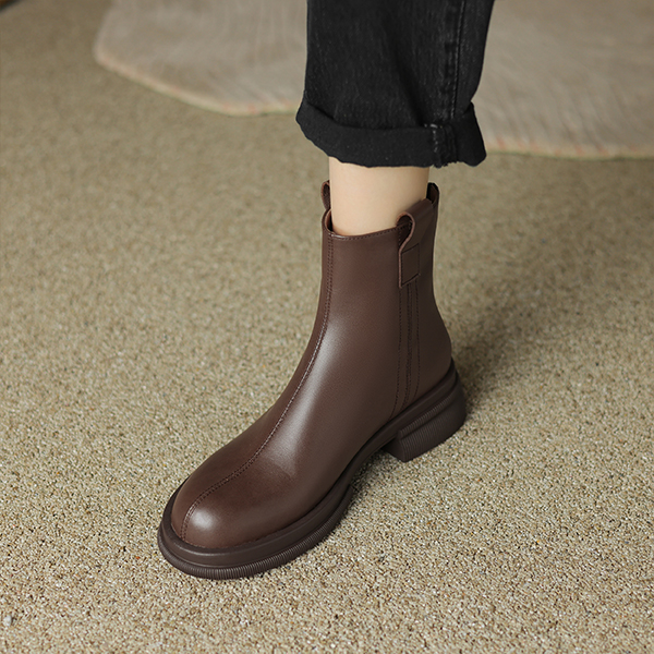 Shop (W) Luiza Barcelos 棕色复古粗跟踝靴 X902040