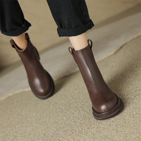 Details for (W) Luiza Barcelos 棕色复古粗跟踝靴 X902040