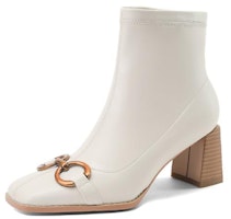 (Women) Luiza Barcelos Ankle Boot 'Ivory Horsebit' X902036 (Women) Luiza Barcelos Ankle Boot 'Ivory Horsebit' X902036