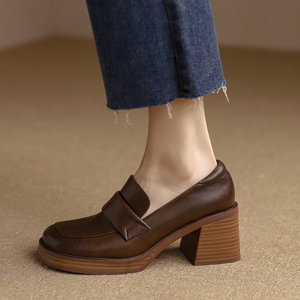 Lookbook (Women) Luiza Barcelos Ankle Strap Block Heel 'Brown' X900578