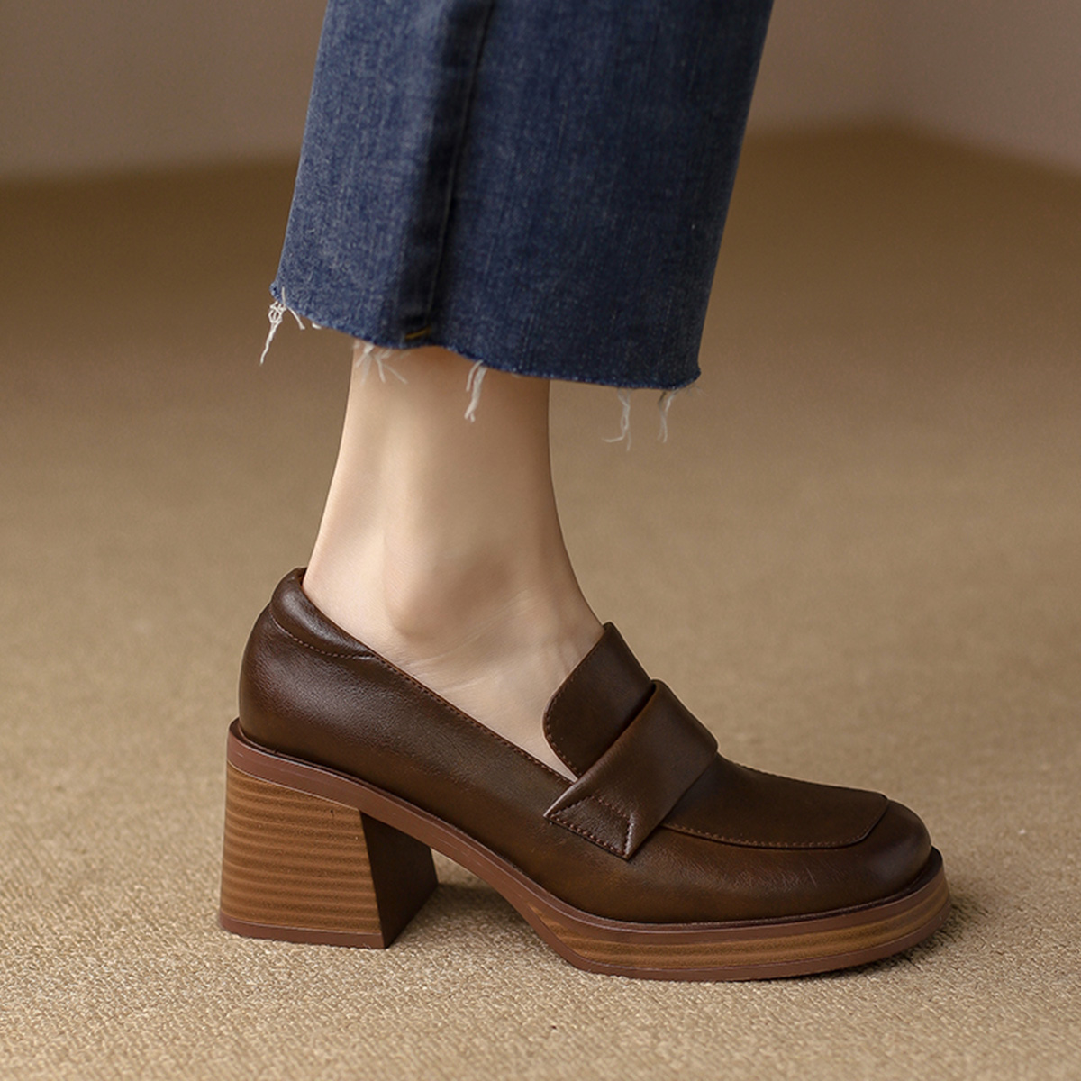 Shop (Women) Luiza Barcelos Ankle Strap Block Heel 'Brown' X900578