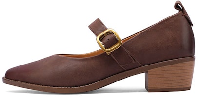 (Women) Luiza Barcelos Ankle Strap Buckle Block Heel 'Leather Pointed Toe' X900837 (Women) Luiza Barcelos Ankle Strap Buckle Block Heel 'Leather Pointed Toe' X900837