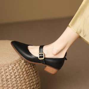 (W) (女性用) ルイザバルセロス アンクルストラップ バックル ブロックヒール 'レザーポインテッドトゥ' X900837 X900837 4