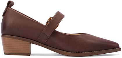 Luiza Barcelos 牛皮革尖頭一字帶搭扣粗跟高跟鞋 4cm 女款 Order Luiza Barcelos 牛皮革尖頭一字帶搭扣粗跟高跟鞋 4cm 女款