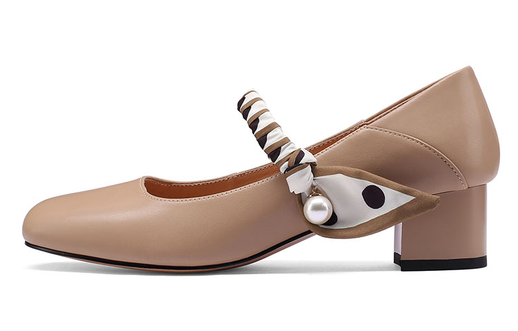 Buy (W) Luiza Barcelos珍珠装饰块跟凉鞋 '棕色皮革' X900873